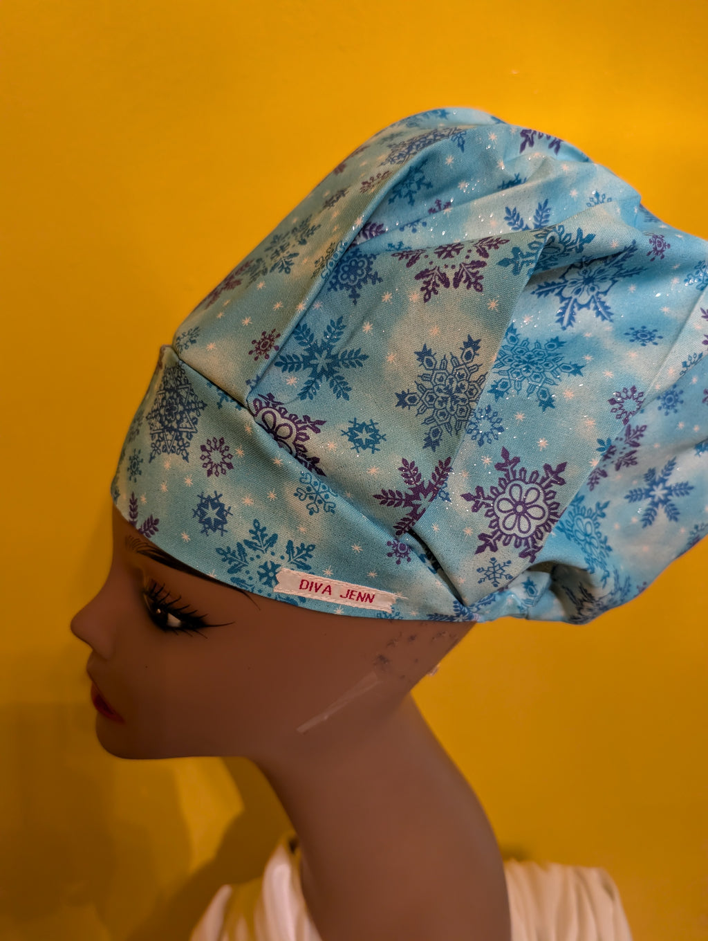Blue/Purple Christmas Satin Lined Bouffant Style Hat