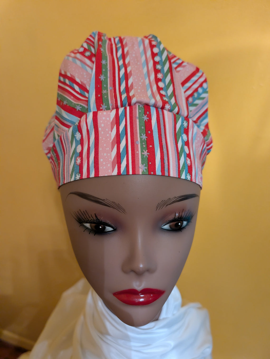Pink/Red/White/Blue Christmas Satin Lined Bouffant Style Hat