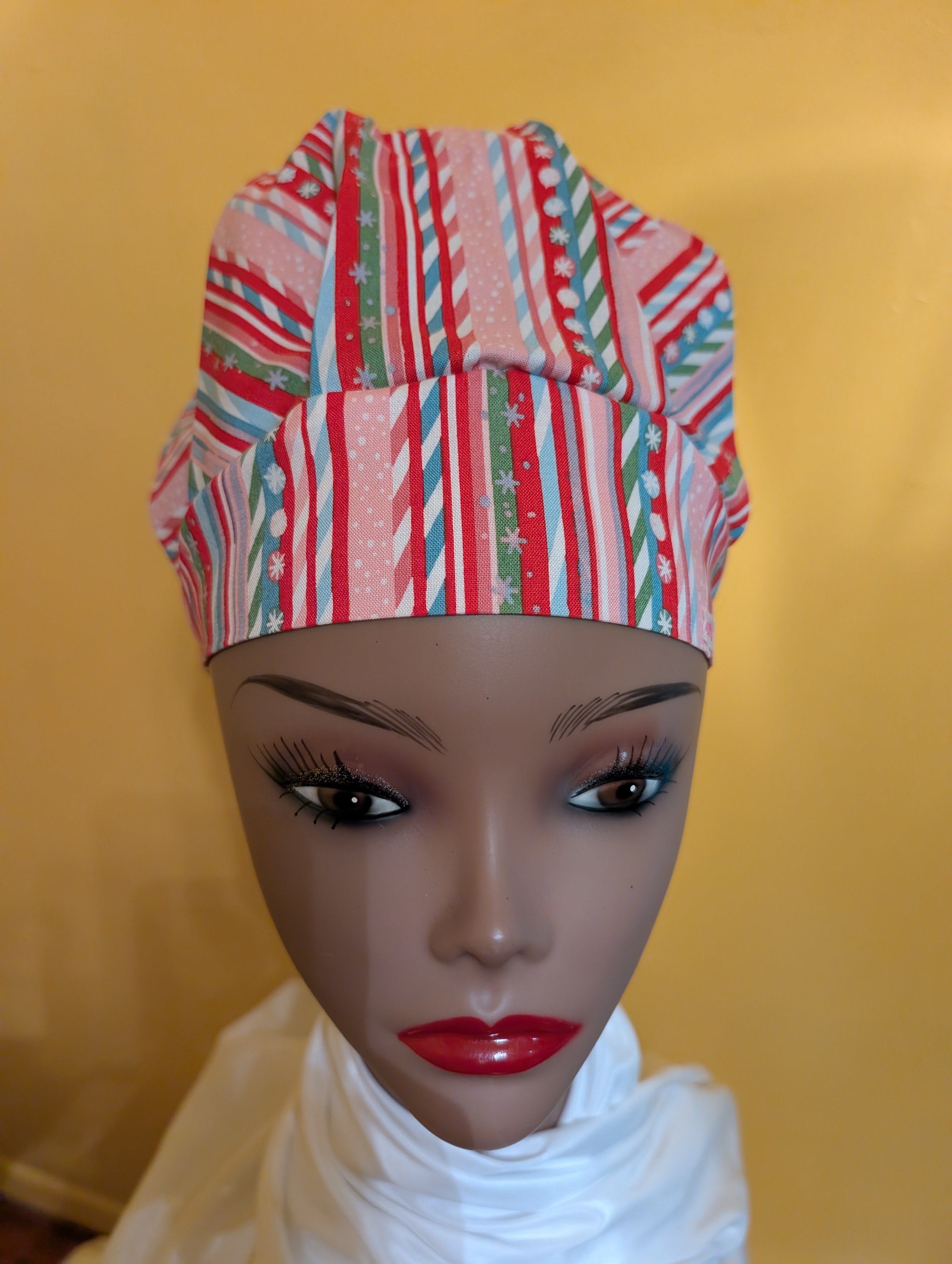 Pink/Red/White/Blue Christmas Satin Lined Bouffant Style Hat