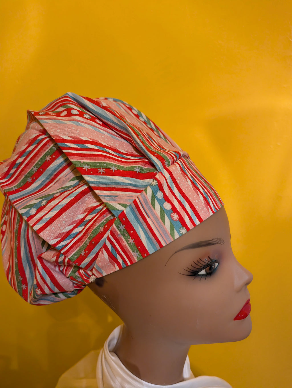 Pink/Red/White/Blue Christmas Satin Lined Bouffant Style Hat