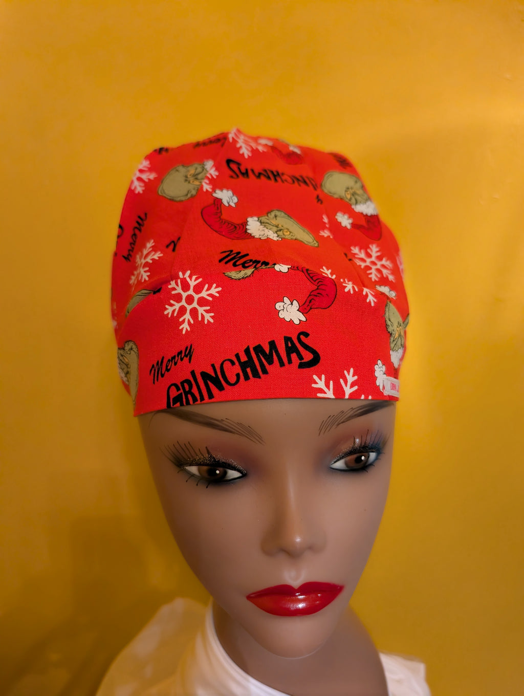Red/Green/White Grinch Christmas Satin Lined Bouffant Style Hats