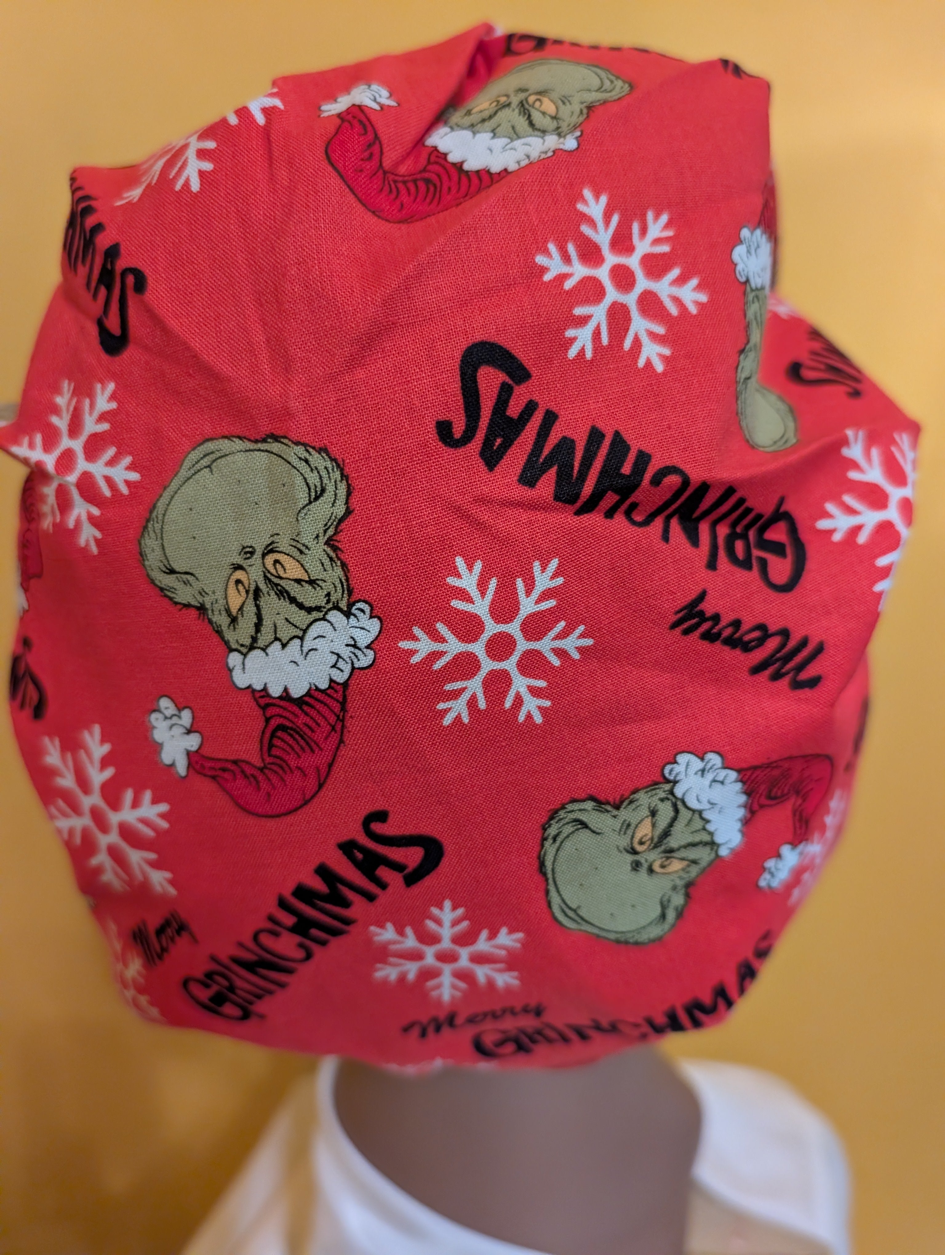 Red/Green/White Grinch Christmas Satin Lined Bouffant Style Hats