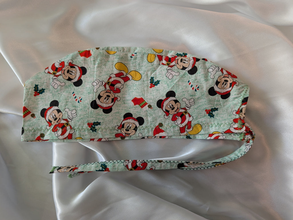 Green/Red/White/Mickey Christmas Tie in the Back Hat
