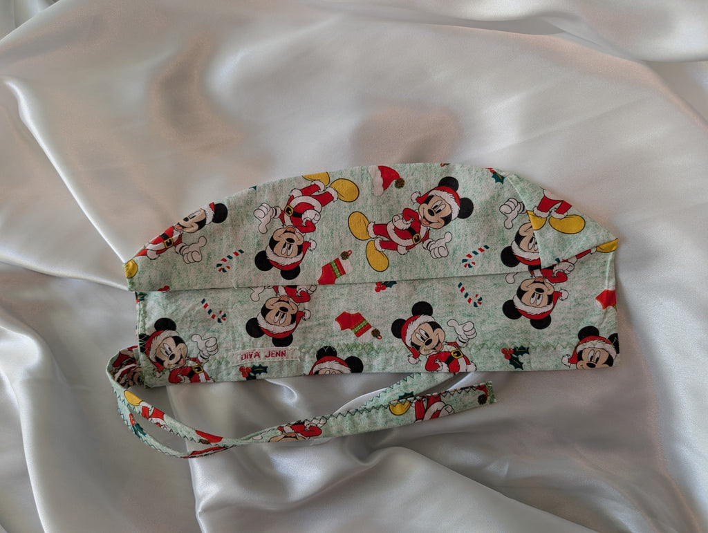 Green/Red/White/Mickey Christmas Tie in the Back Hat