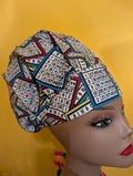 Blue/White/Red Bingo Themed Satin Lined Bouffant Style Hat