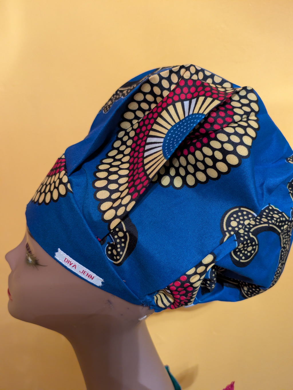 Blue/Red/Yellow Satin Lined Bouffant Style Hat