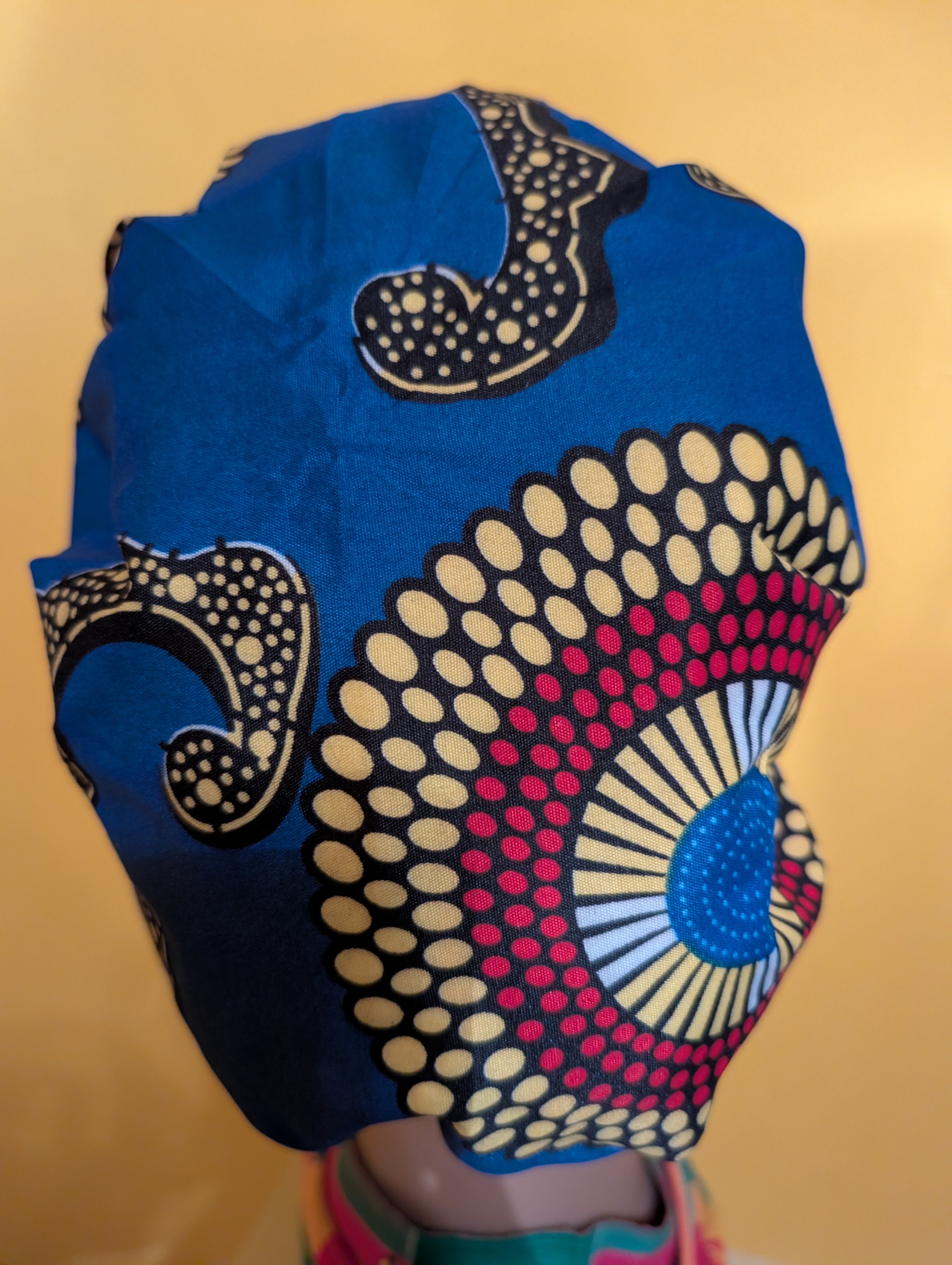 Blue/Red/Yellow Satin Lined Bouffant Style Hat