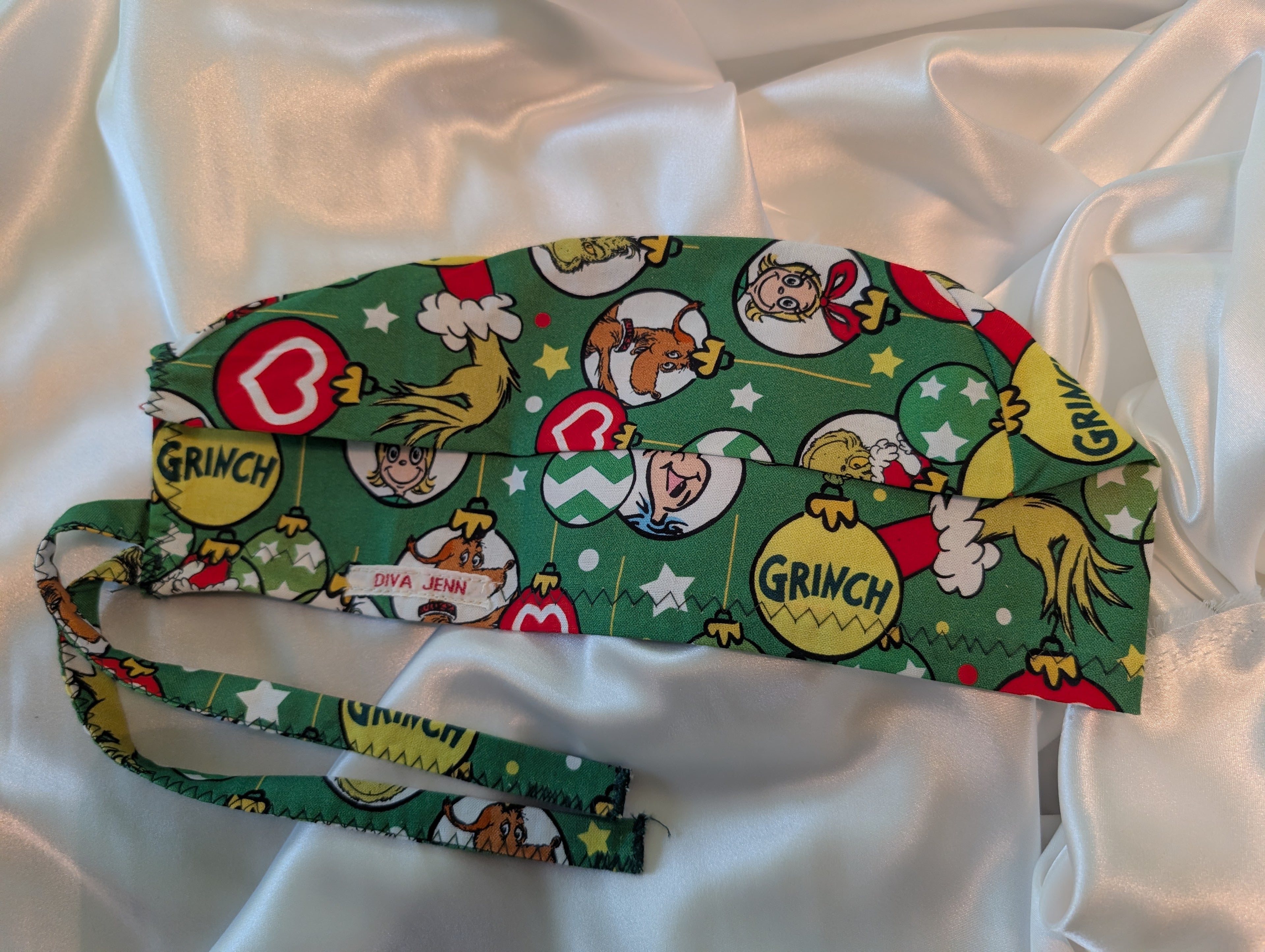 Red/Green Grinch Christmas Hat Set of two tie in the back hat