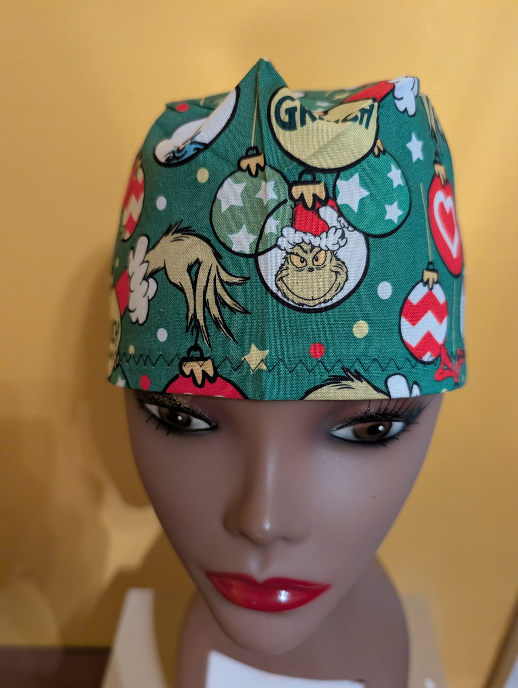 Red/Green Grinch Christmas Hat Set of two tie in the back hat