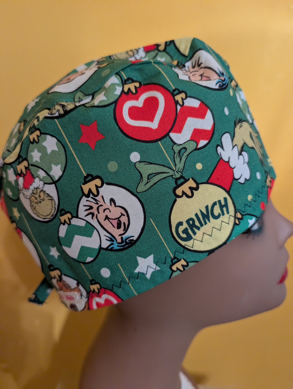 Red/Green Grinch Christmas Hat Set of two tie in the back hat