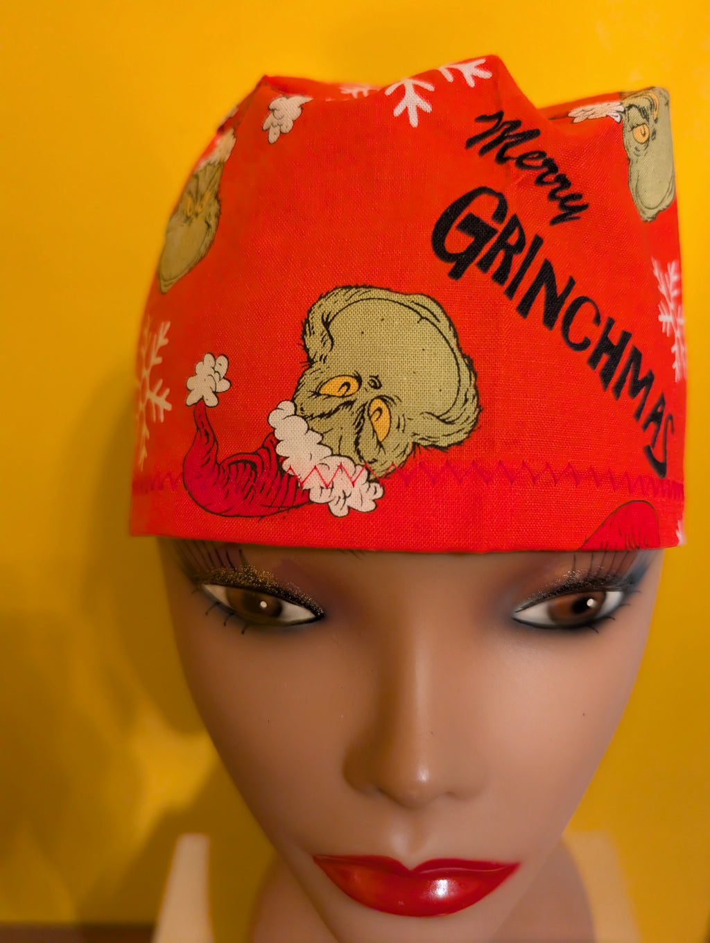 Red/Green Grinch Christmas Hat Set of two tie in the back hat
