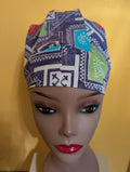 Blue/White/Green/Yellow Satin Lined Bouffant Style Hat