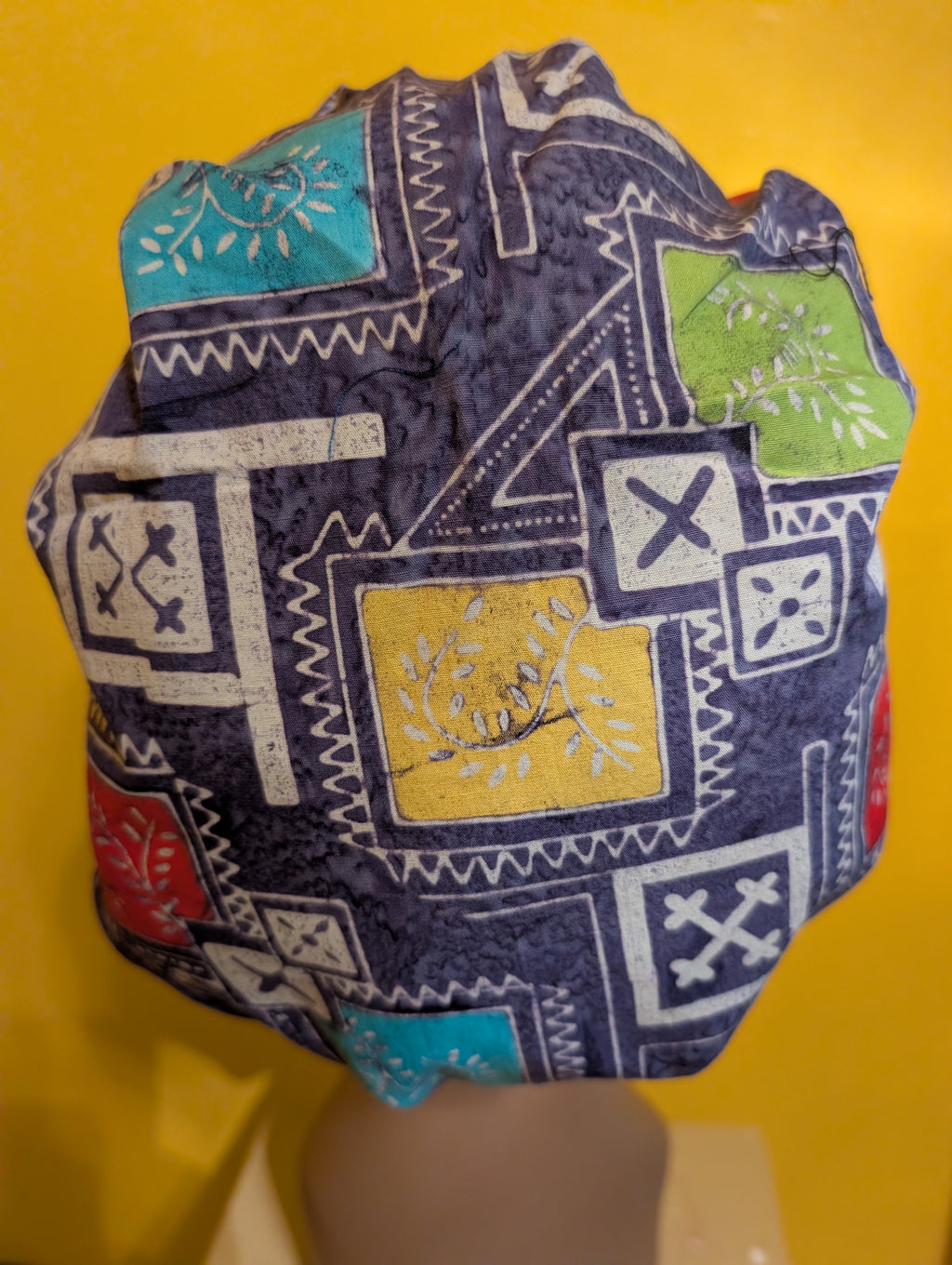 Blue/White/Green/Yellow Satin Lined Bouffant Style Hat