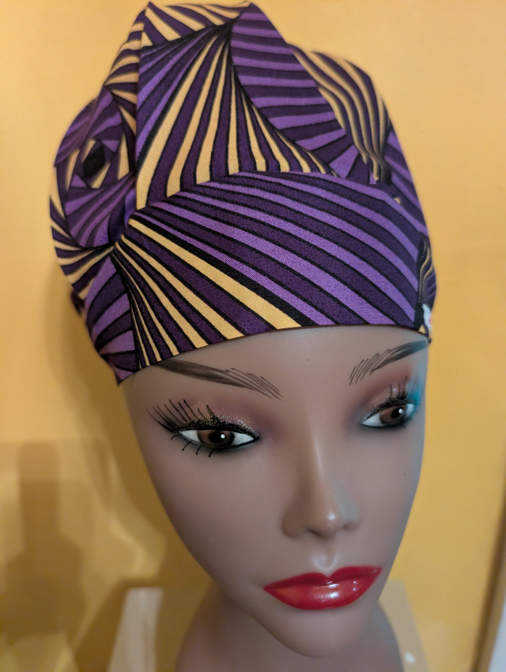 Purple/Gold Satin Lined Bouffant Style Hat