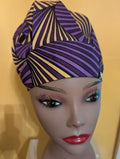 Purple/Gold Satin Lined Bouffant Style Hat