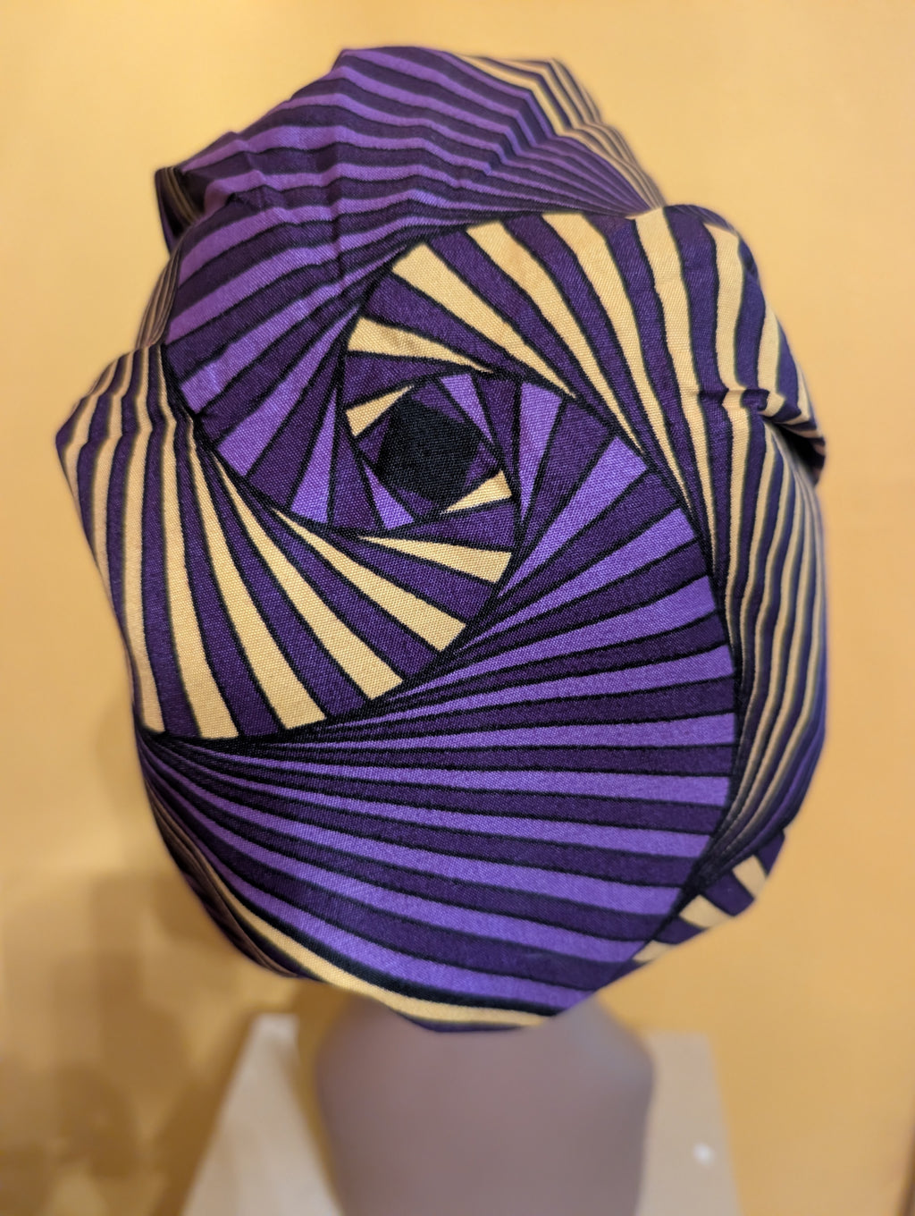 Purple/Gold Satin Lined Bouffant Style Hat