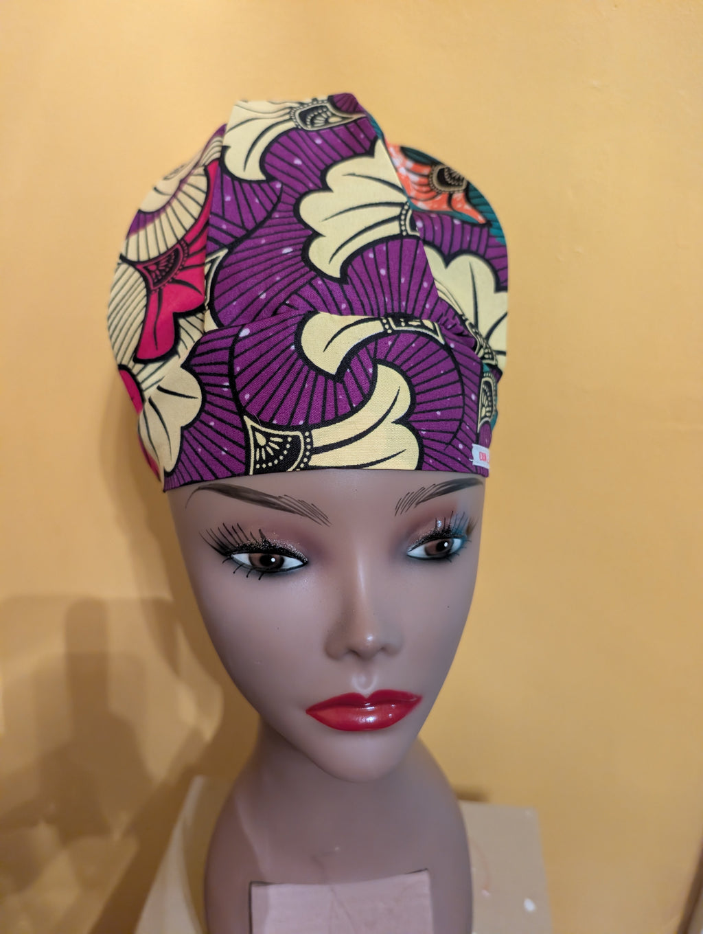 Purple/Yellow/Green Satin Lined Bouffant Style Hat