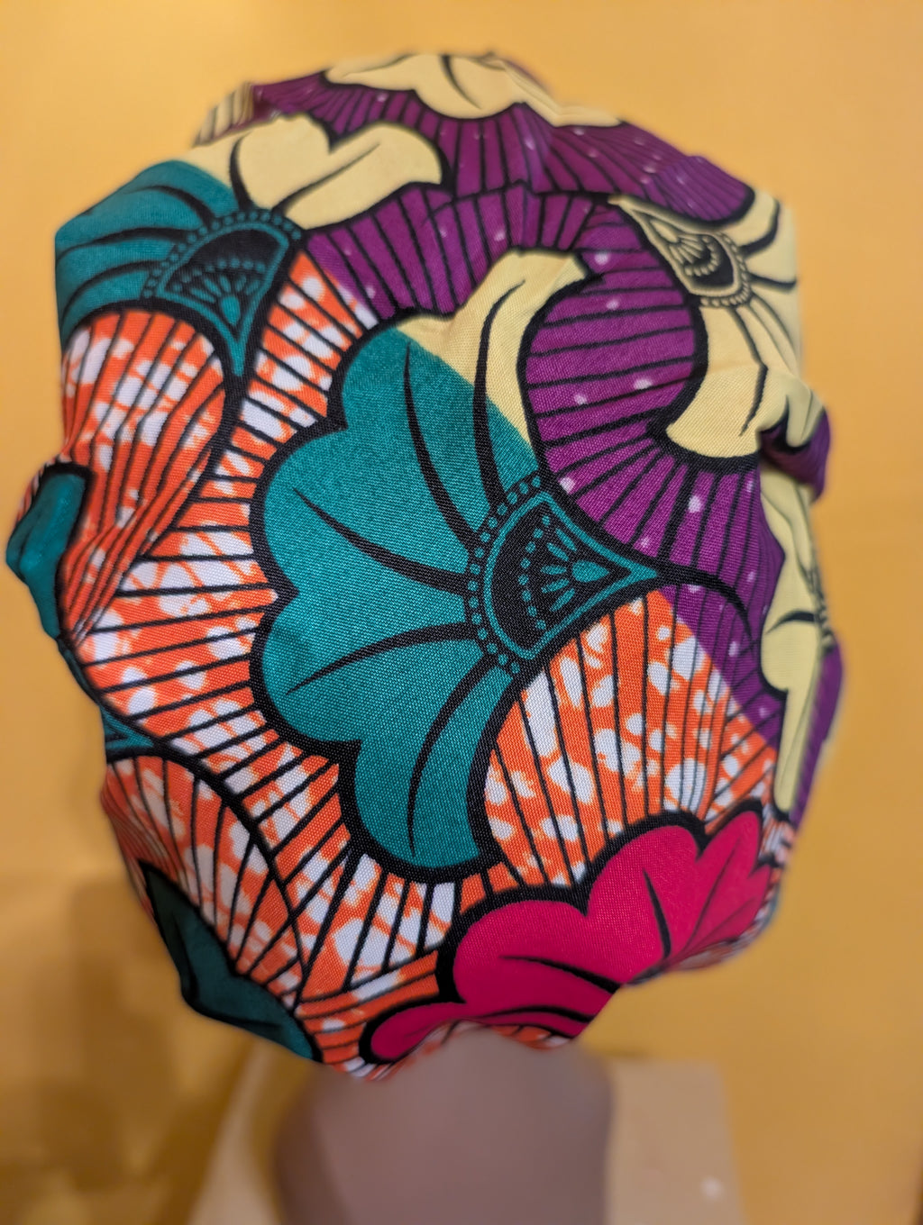 Yellow/Purple/Orange Satin Lined Bouffant Style Hat