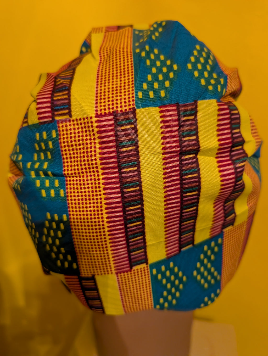 Yellow/Pink/Teal Satin Lined Bouffant Style Hat