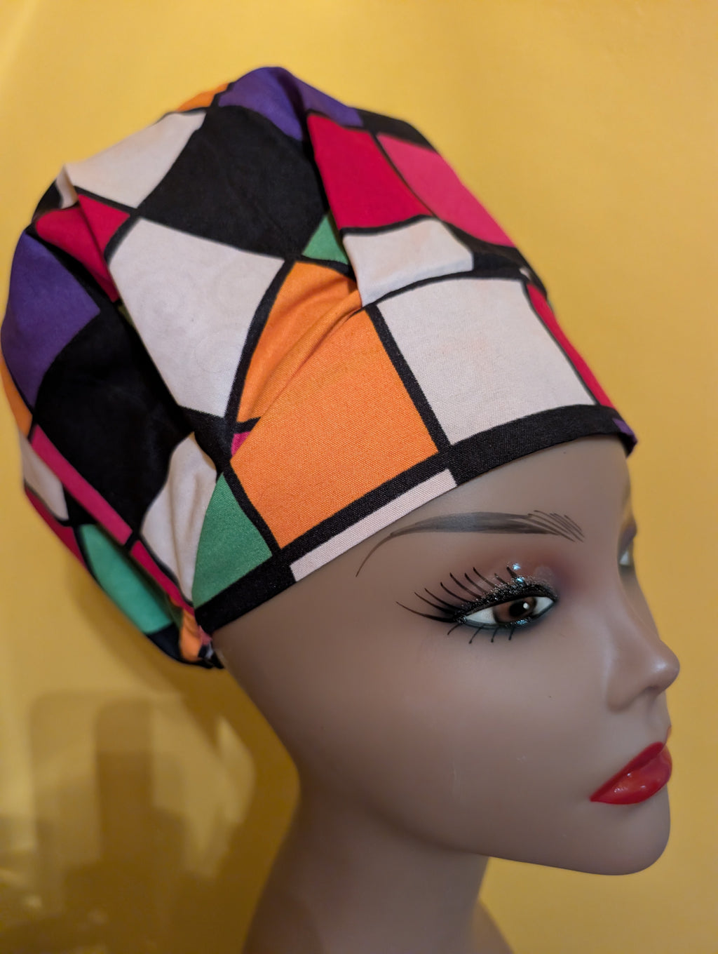 Pink/White/Orange/Black/Purpje Satin Lined Bouffant Style Hat