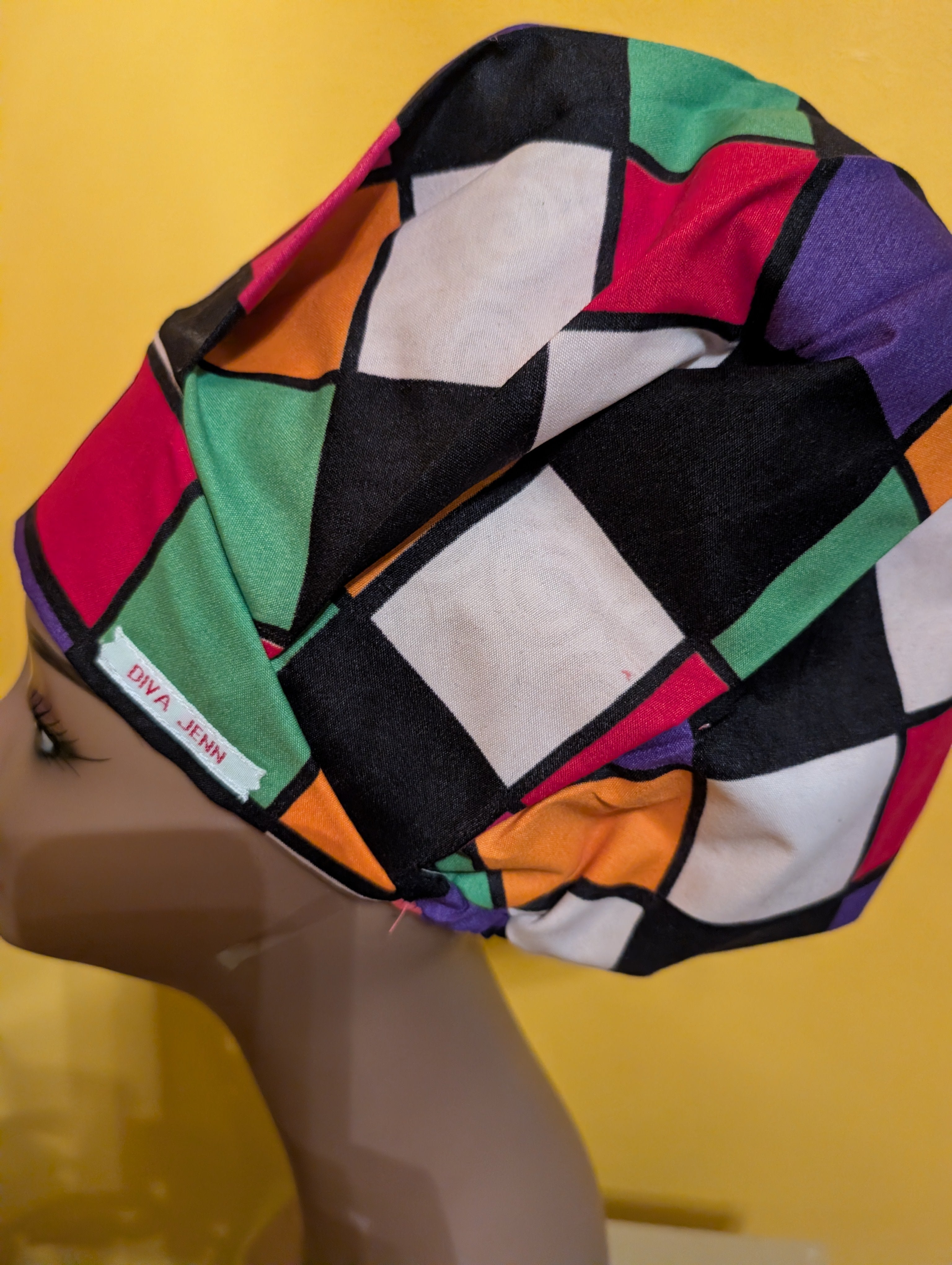 Pink/White/Orange/Black/Purpje Satin Lined Bouffant Style Hat