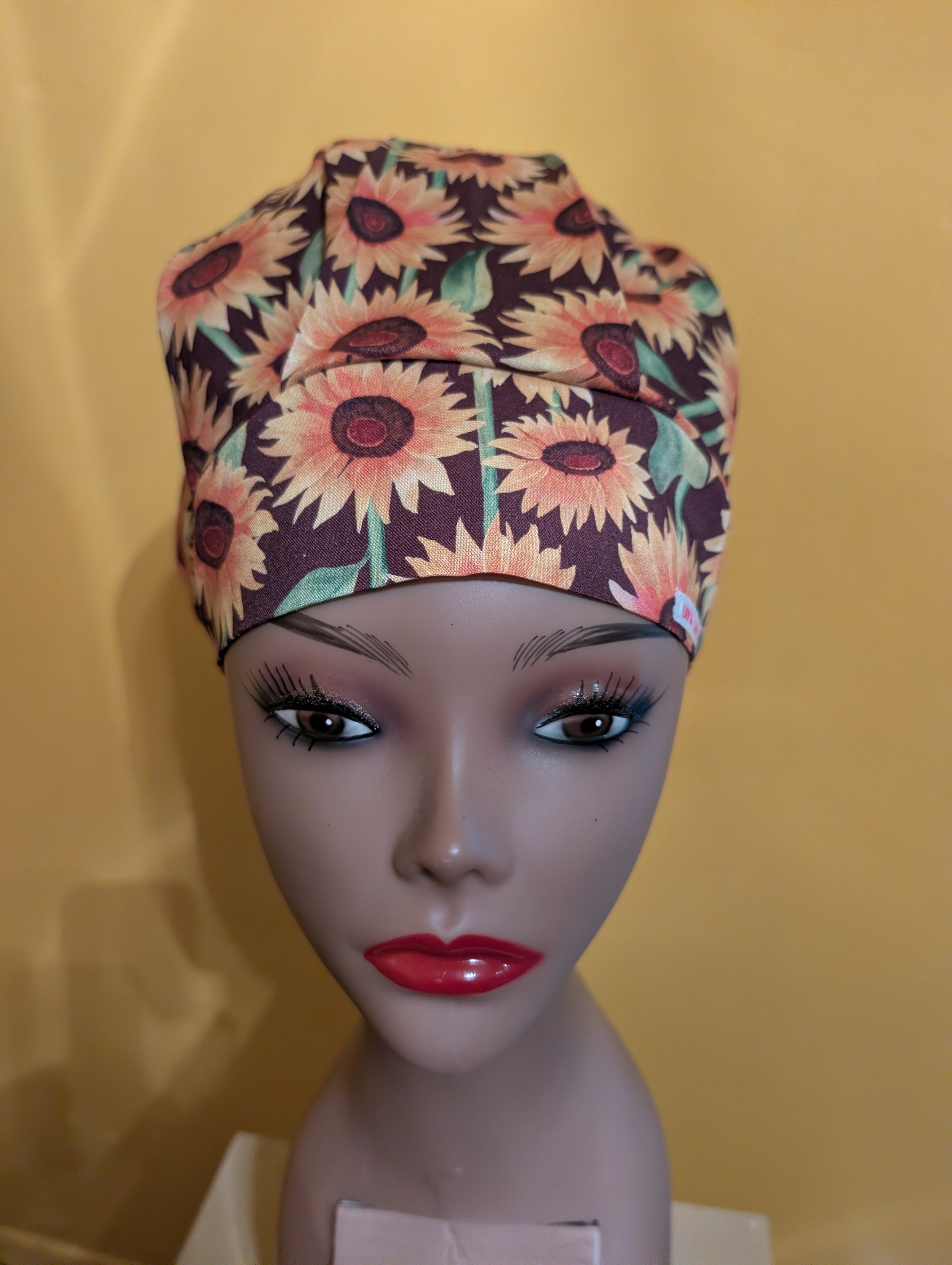 Gold/Brown/Green Satin Lined Bouffant Style Hat