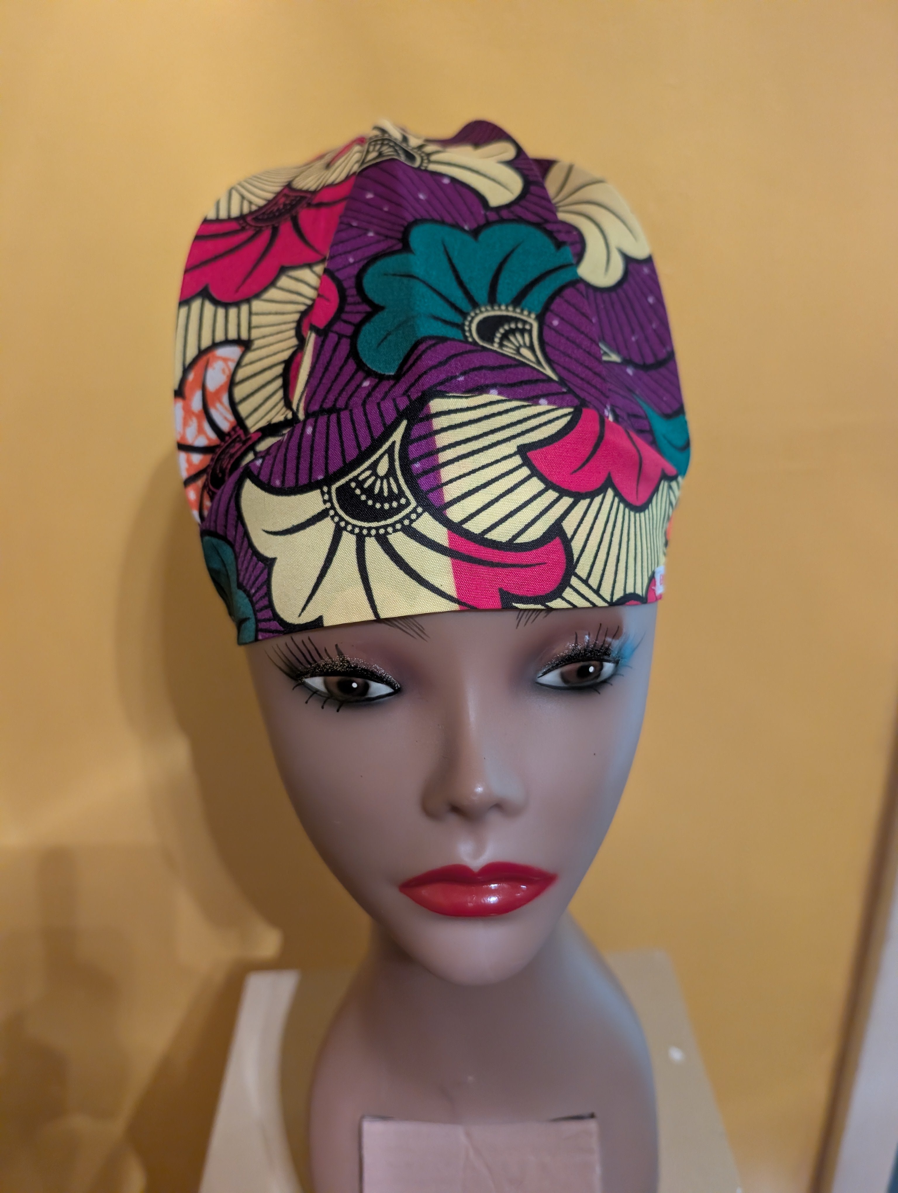 Purple/Yellow/Green/Orange Satin Lined Bouffant Style Hat