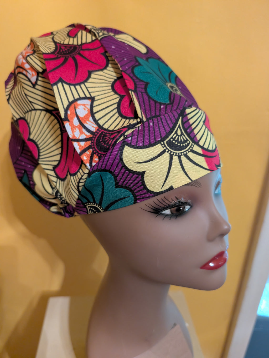 Purple/Yellow/Green/Orange Satin Lined Bouffant Style Hat