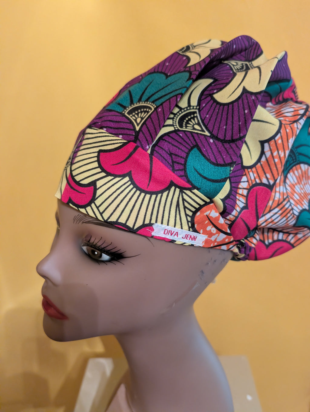 Purple/Yellow/Green/Orange Satin Lined Bouffant Style Hat