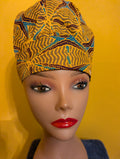Gold/Brown/Teal Satin Lined Bouffant Style Hat