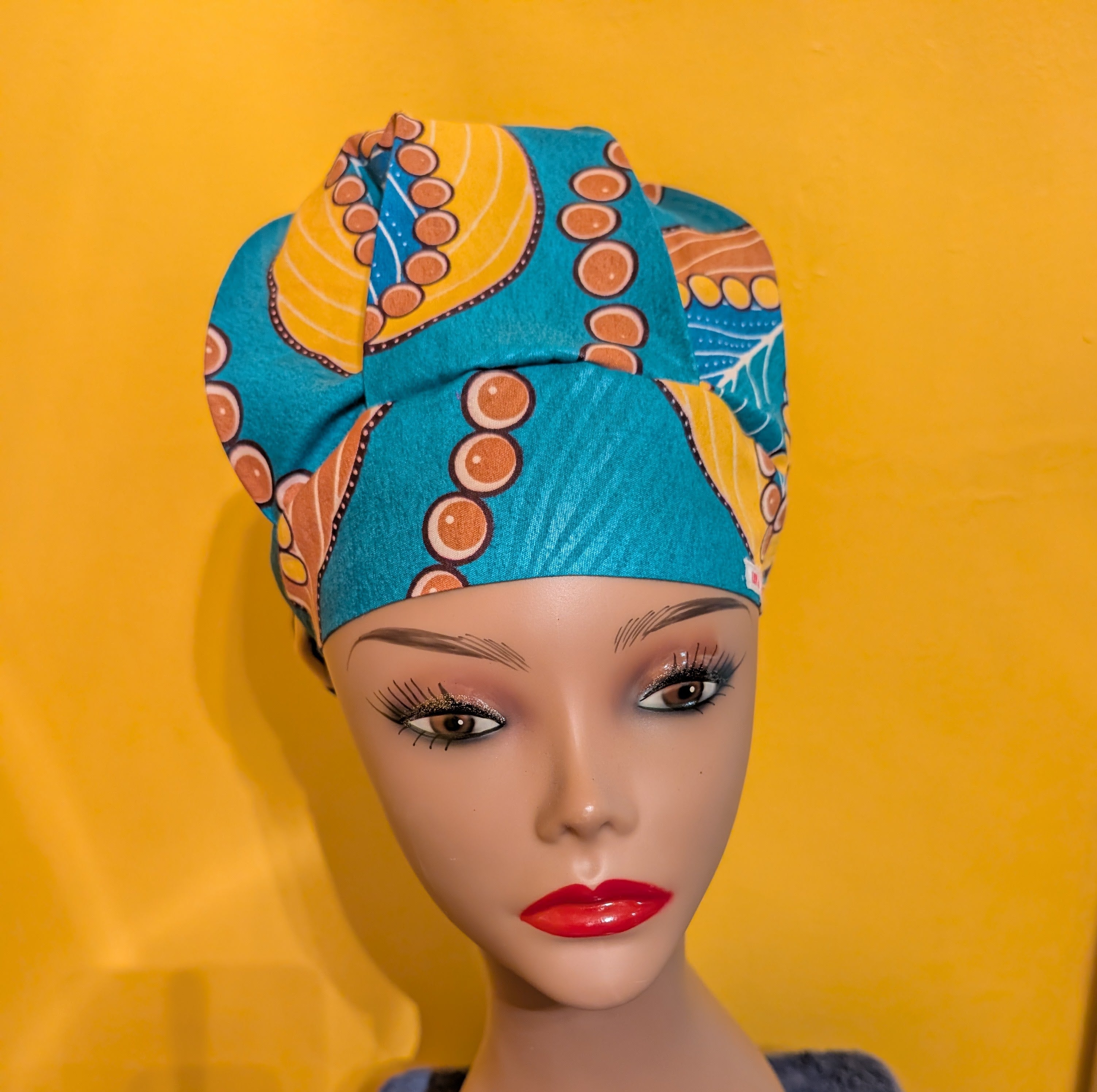 Green/Blue/Yellow/Gold Satin Lined Bouffant Style Hat