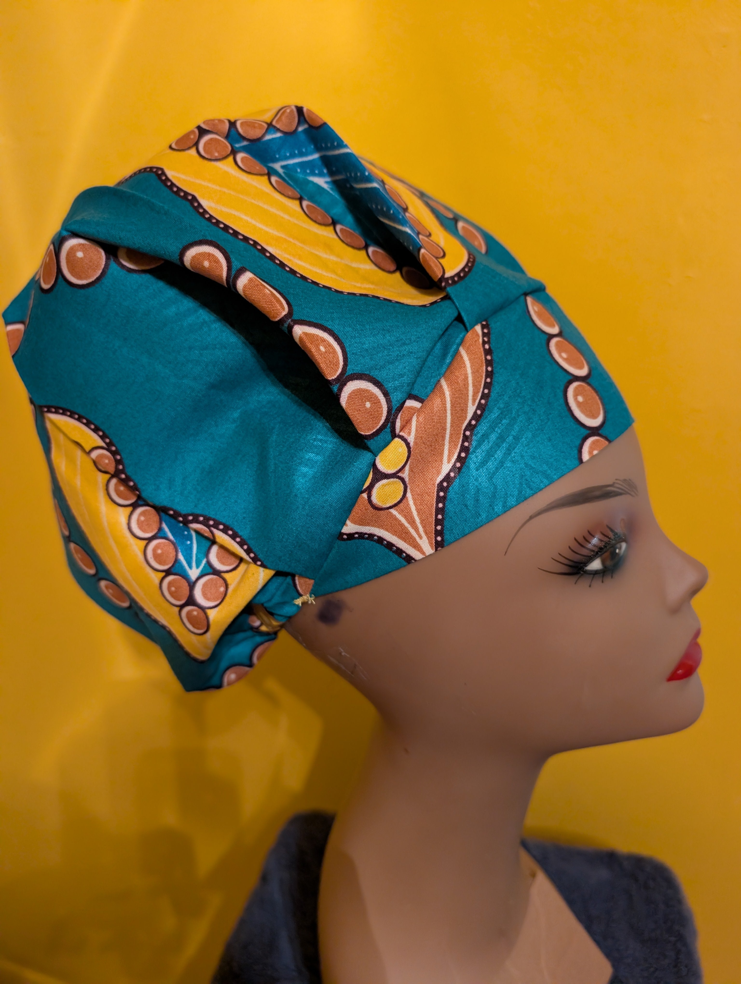 Green/Blue/Yellow/Gold Satin Lined Bouffant Style Hat