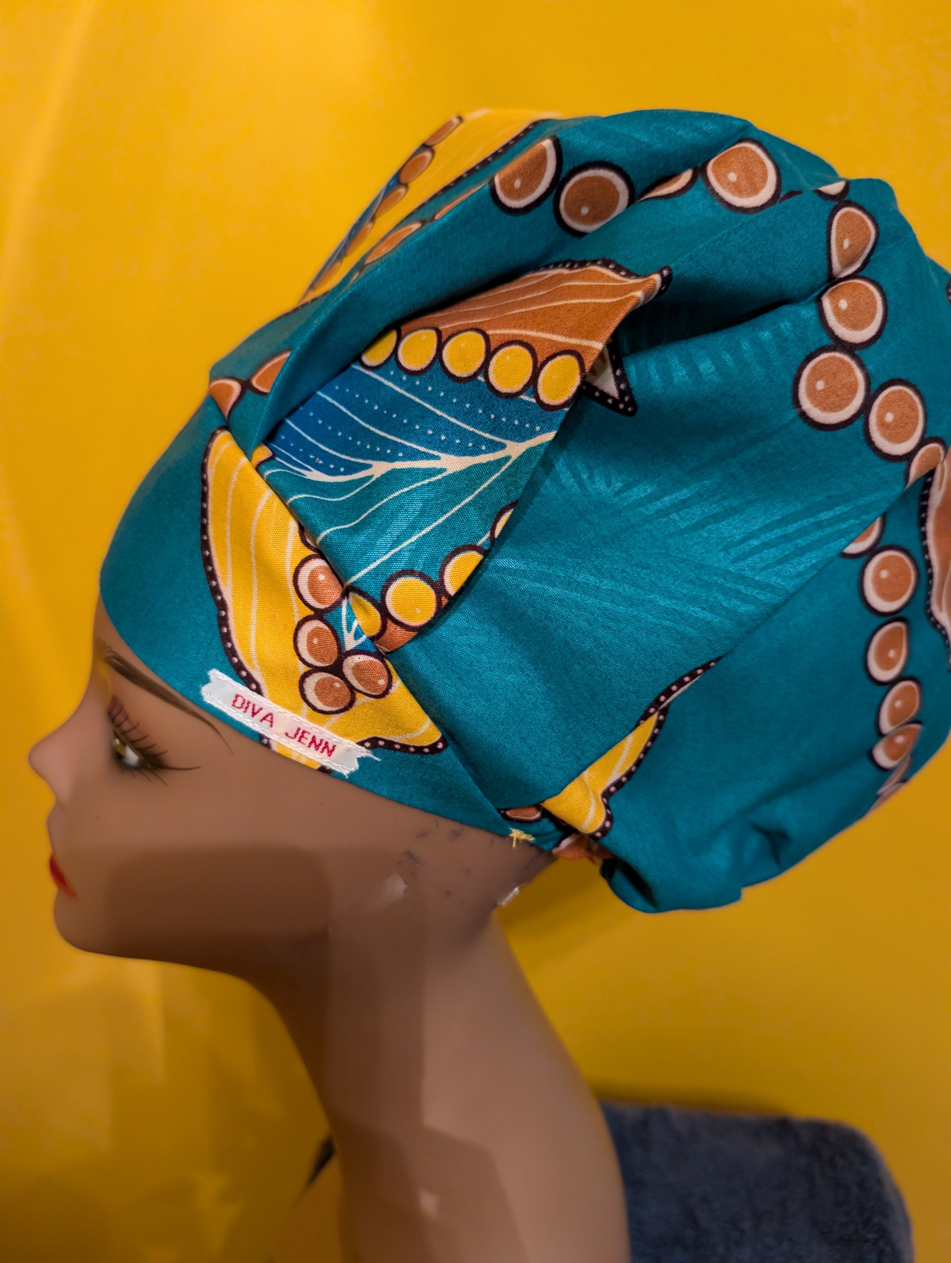 Green/Blue/Yellow/Gold Satin Lined Bouffant Style Hat