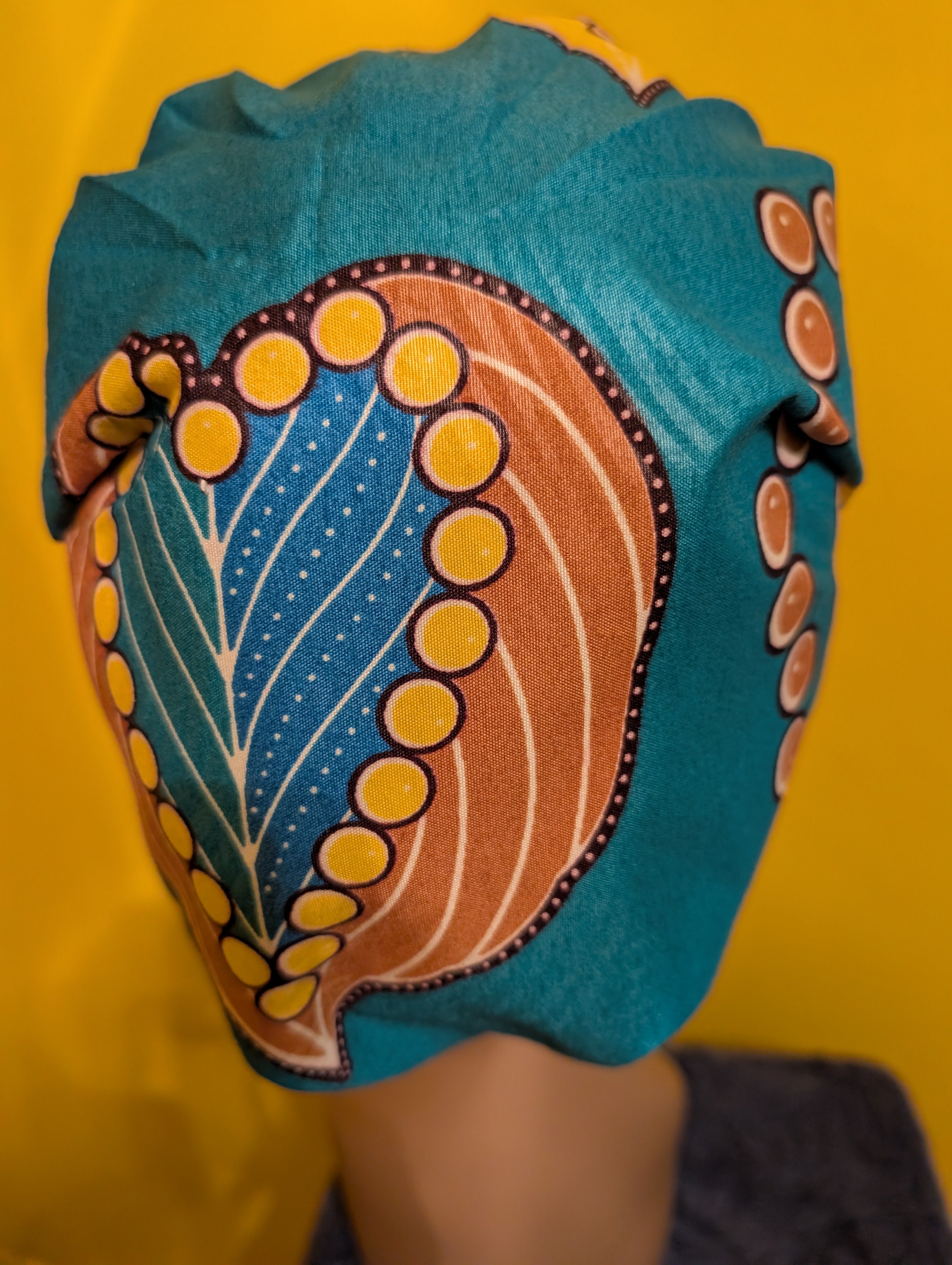 Green/Blue/Yellow/Gold Satin Lined Bouffant Style Hat