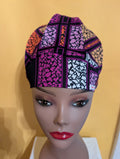 Purple/Orange/White/Black Satin Lined Bouffant Style Hat