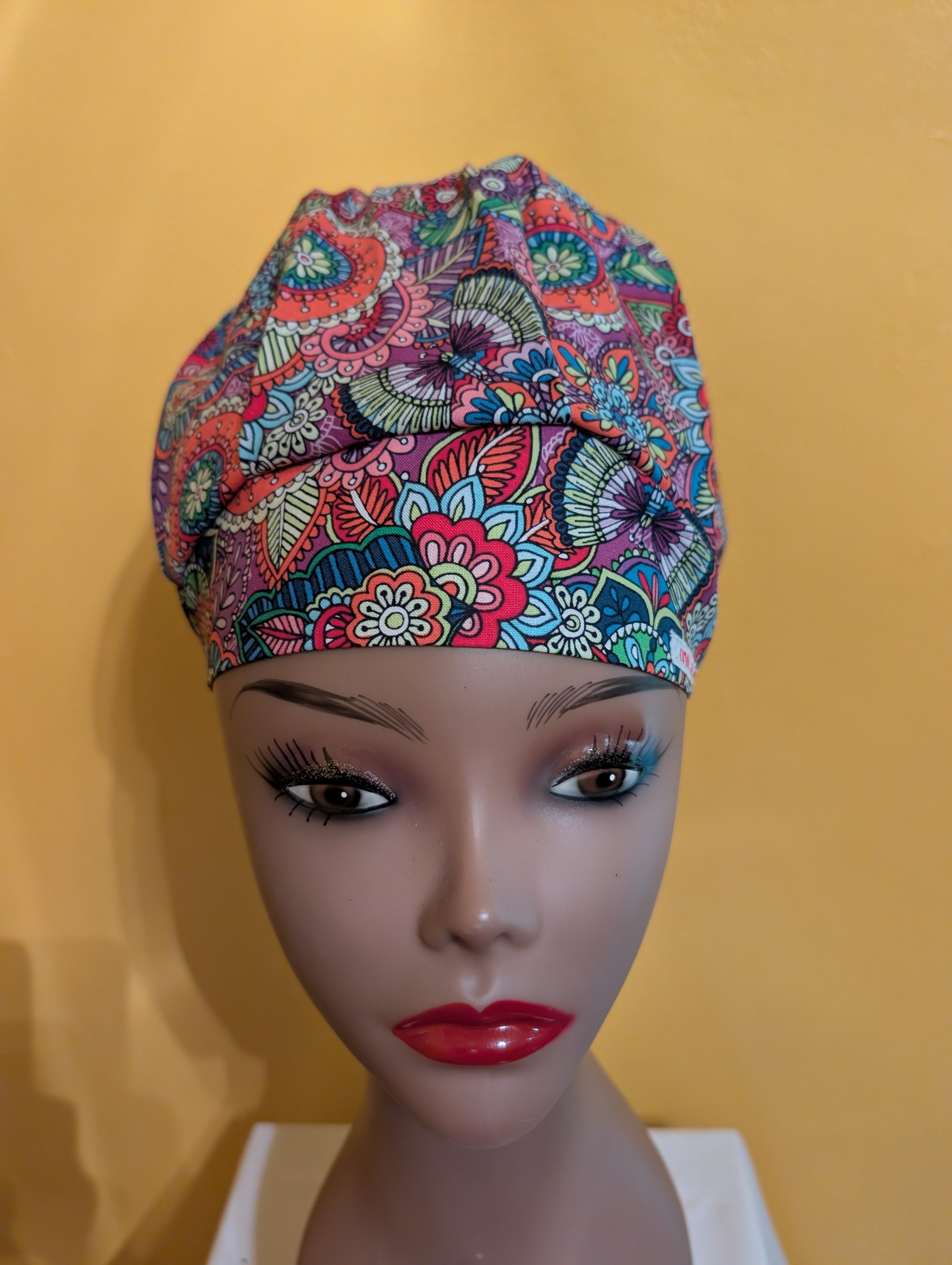 Purple/Green/Blue Satin Lined Bouffant Style Hat