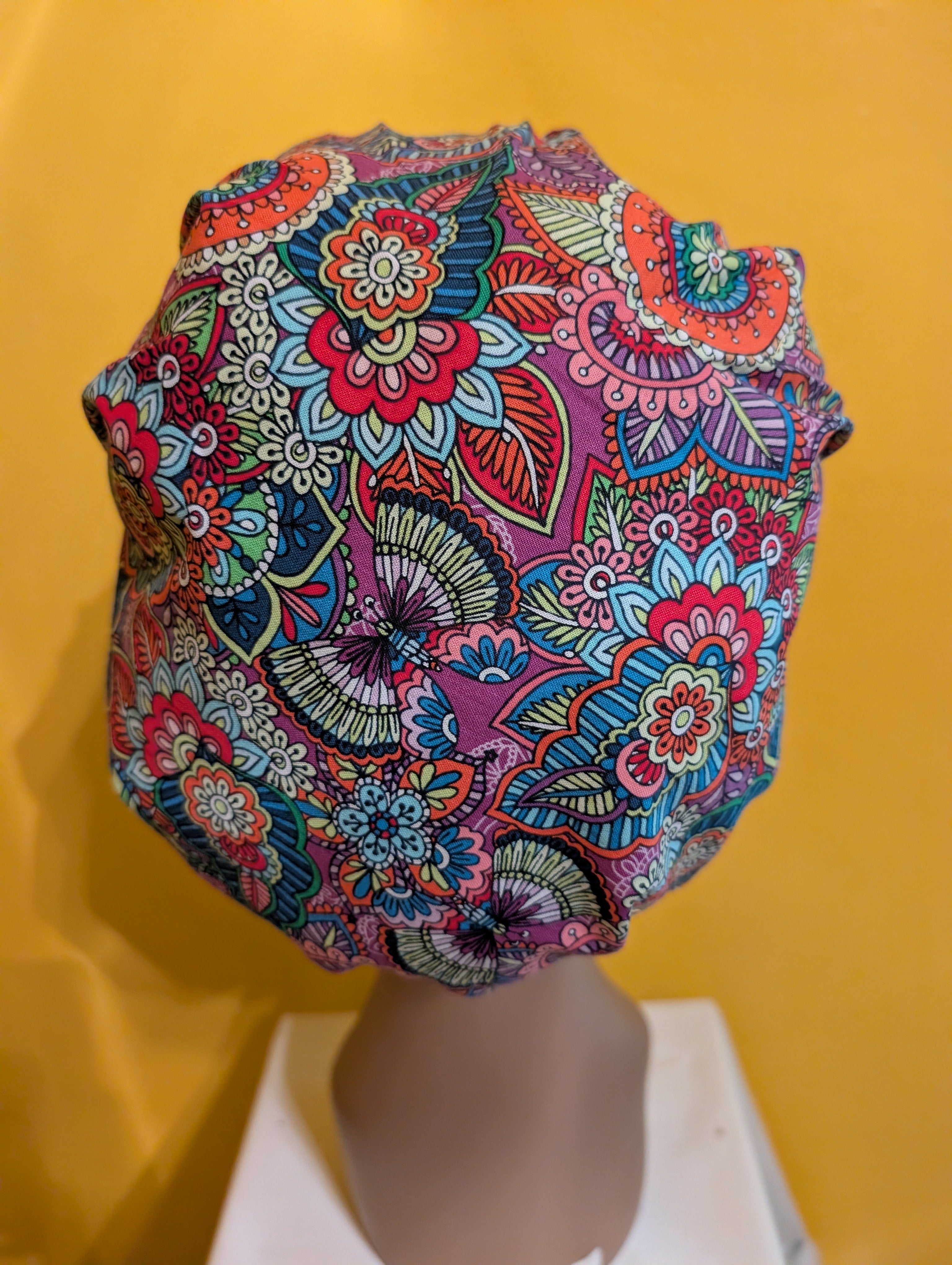 Purple/Green/Blue Satin Lined Bouffant Style Hat