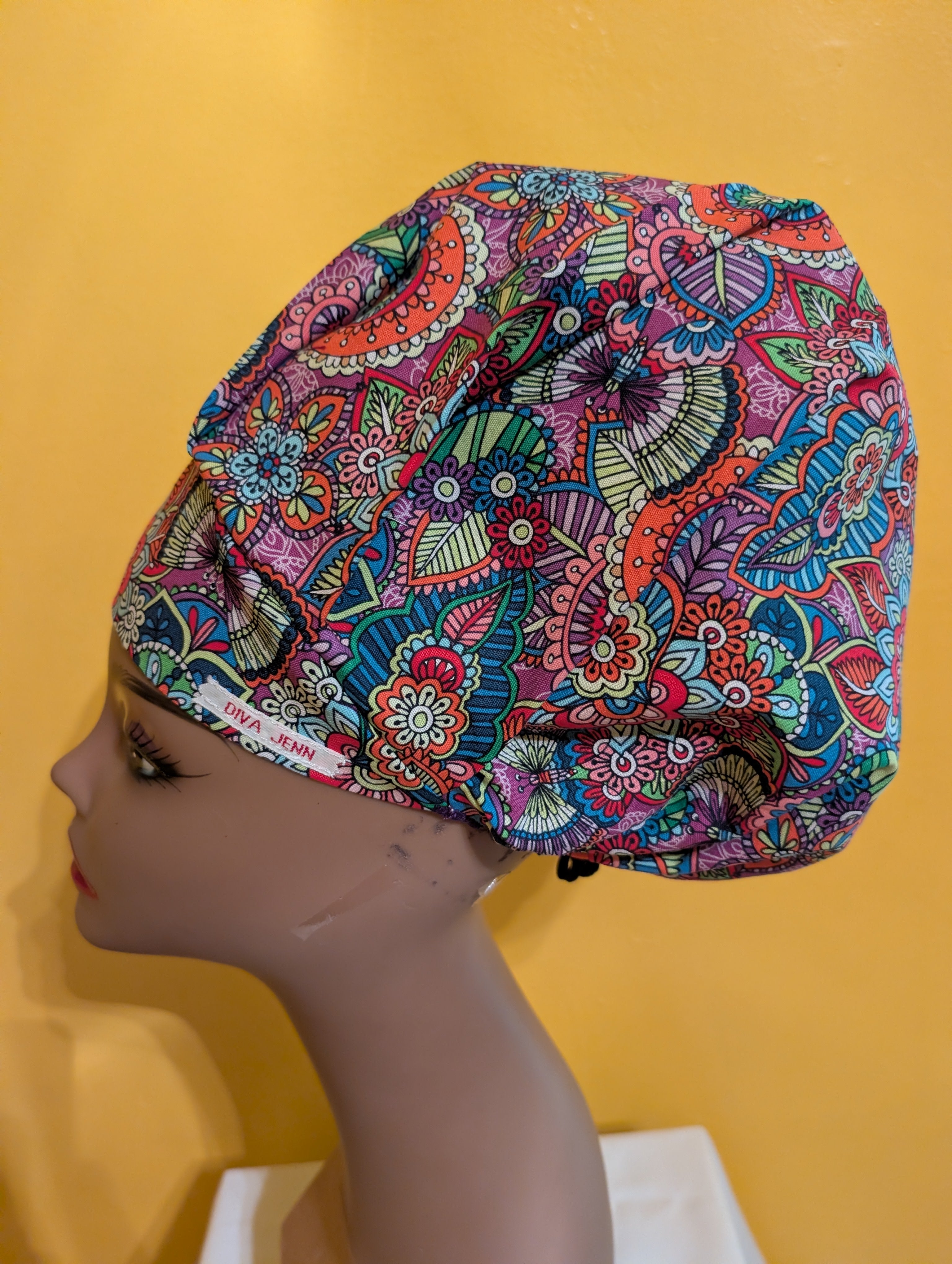 Purple/Green/Blue Satin Lined Bouffant Style Hat