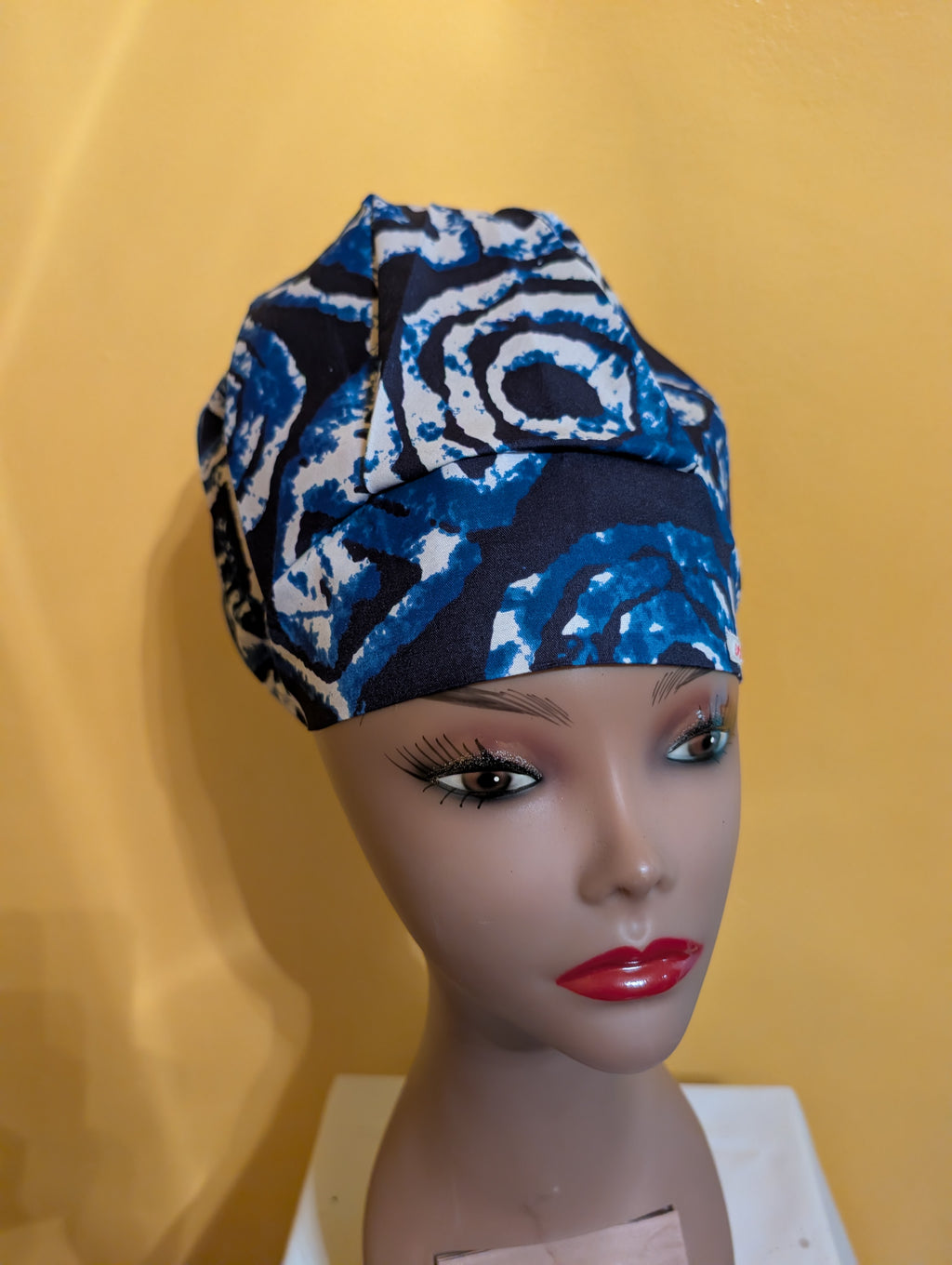 Blue/White Satin Lined Bouffant Style Hat