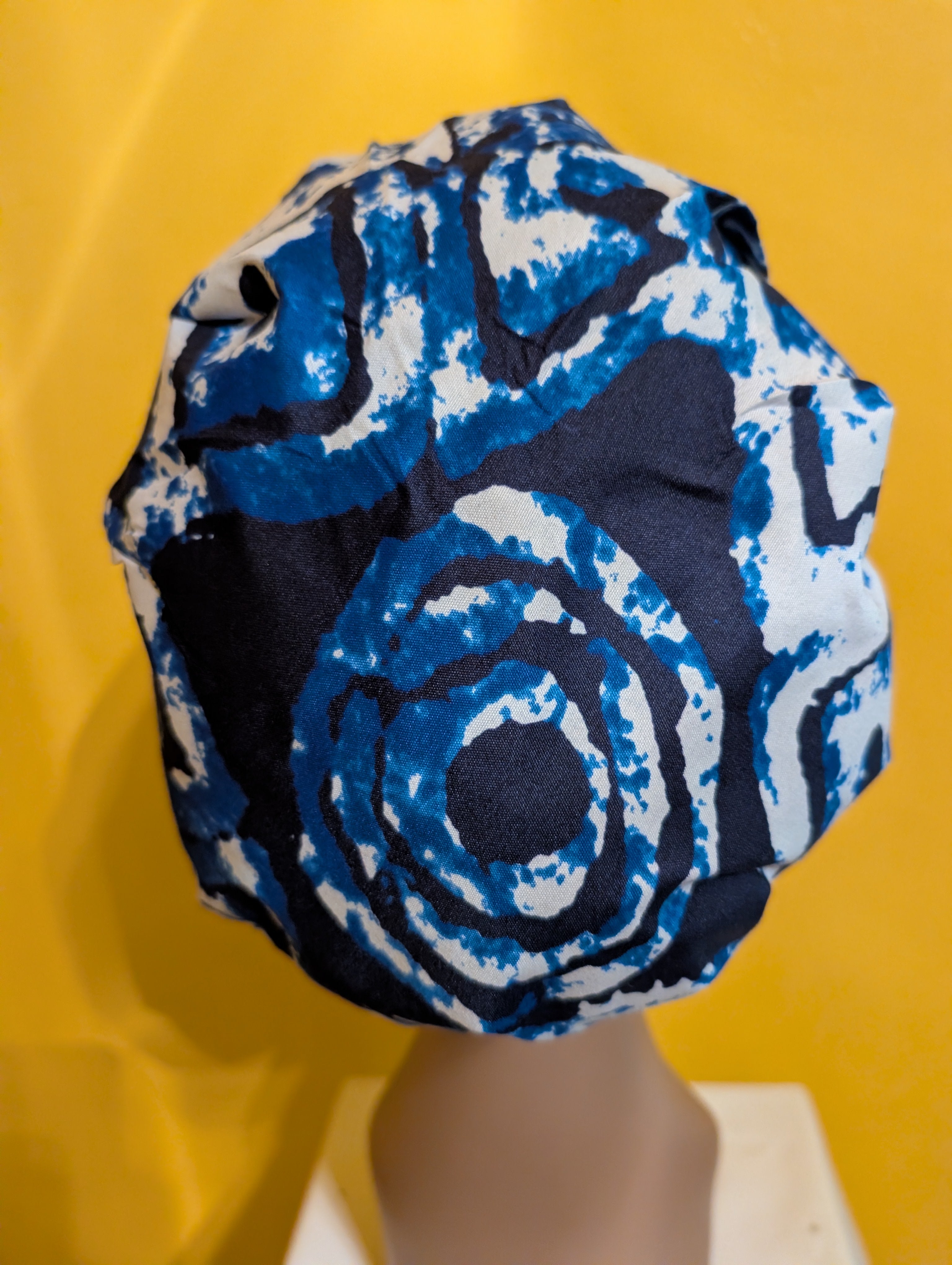 Blue/White Satin Lined Bouffant Style Hat
