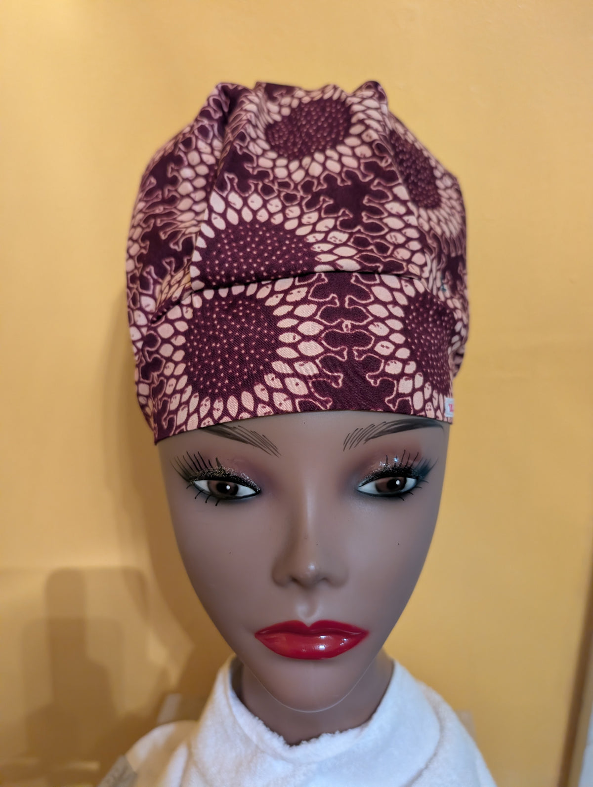 Brown/Creme Satin Lined Bouffant Style Hat