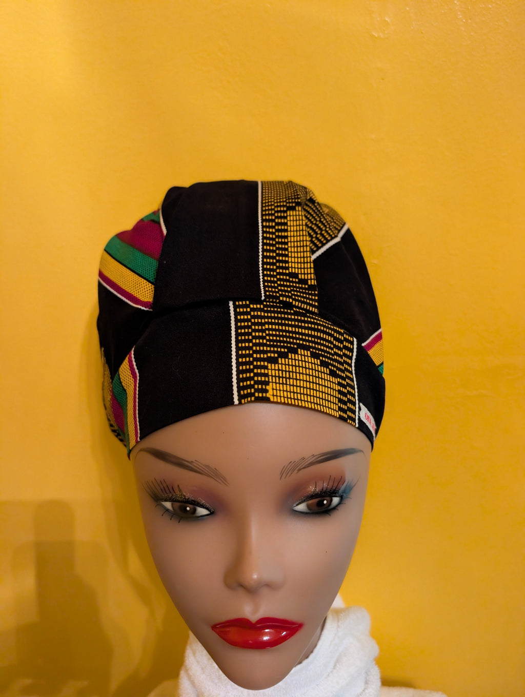 Black/Red/Green/Yellow Satin Lined Bouffant Style Hat