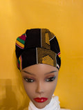 Black/Red/Green/Yellow Satin Lined Bouffant Style Hat