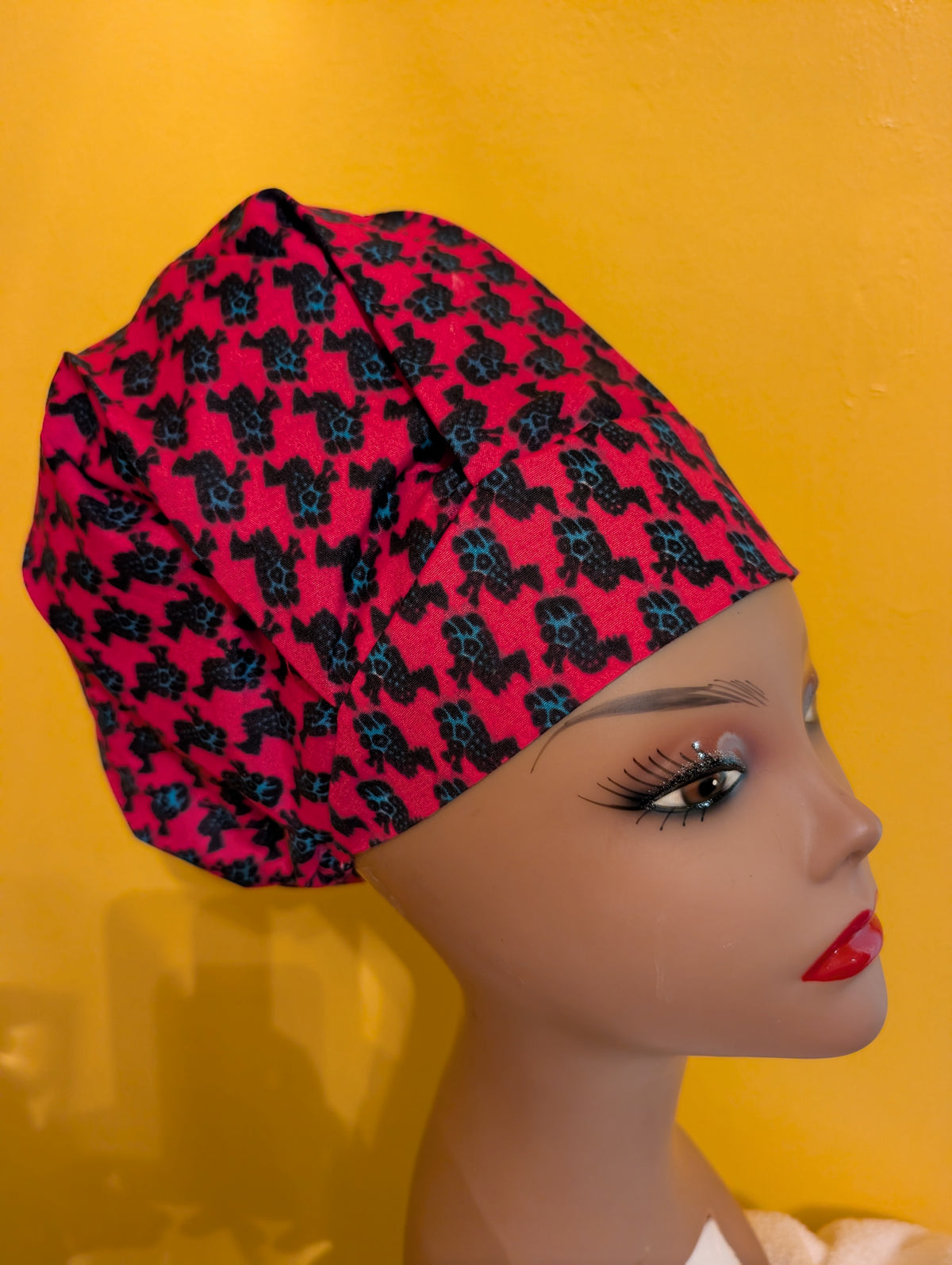 Pink/Black Satin Lined Bouffant Style Hat