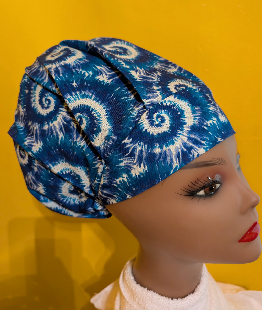 Blue/White Satin Lined Bouffant Style Hat