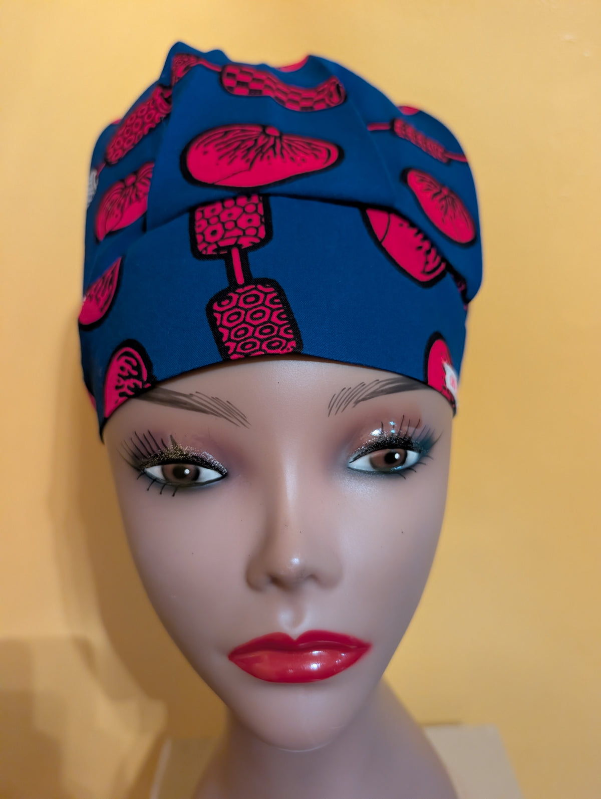 Blue/Red Satin Lined Bouffant Style Hat