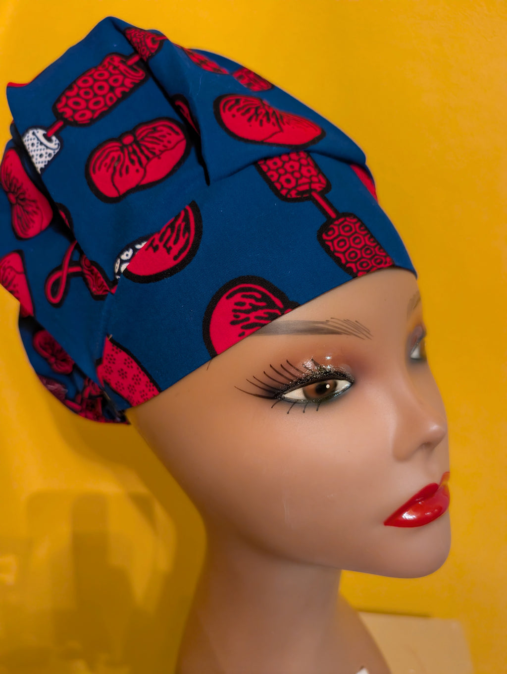 Blue/Red Satin Lined Bouffant Style Hat