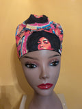 Blue/Pink/Yellow African American Female Satin Lined Bouffant Style Hat
