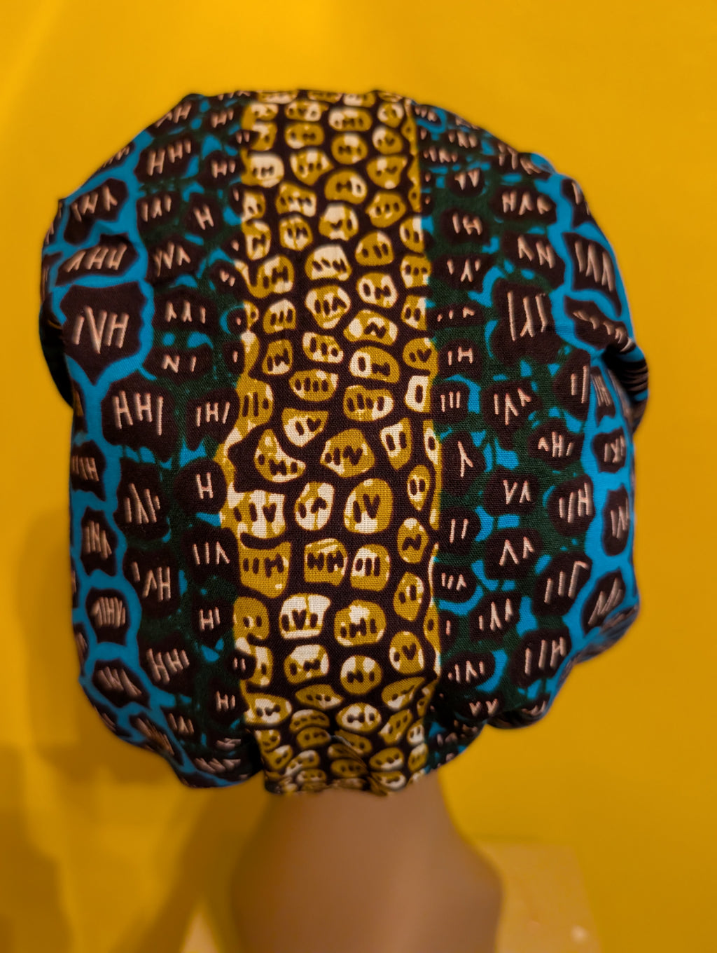 Blue/Gold/Black Satin Lined Bouffant Style Hat