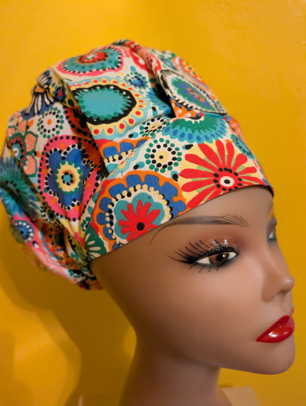 Blue/Green/Yellow/Pink Satin Lined Bouffant Style Hat
